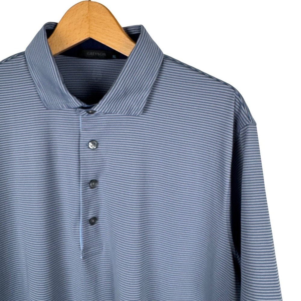 Greyson Micro Stripe Short Sleeve Performance Golf Polo Shirt Mens XL Blue